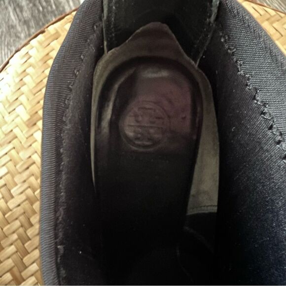 Tory Burch Brenda black leather‎ suede wedge ankle boots women’s size 9.5 - Picture 2 of 5